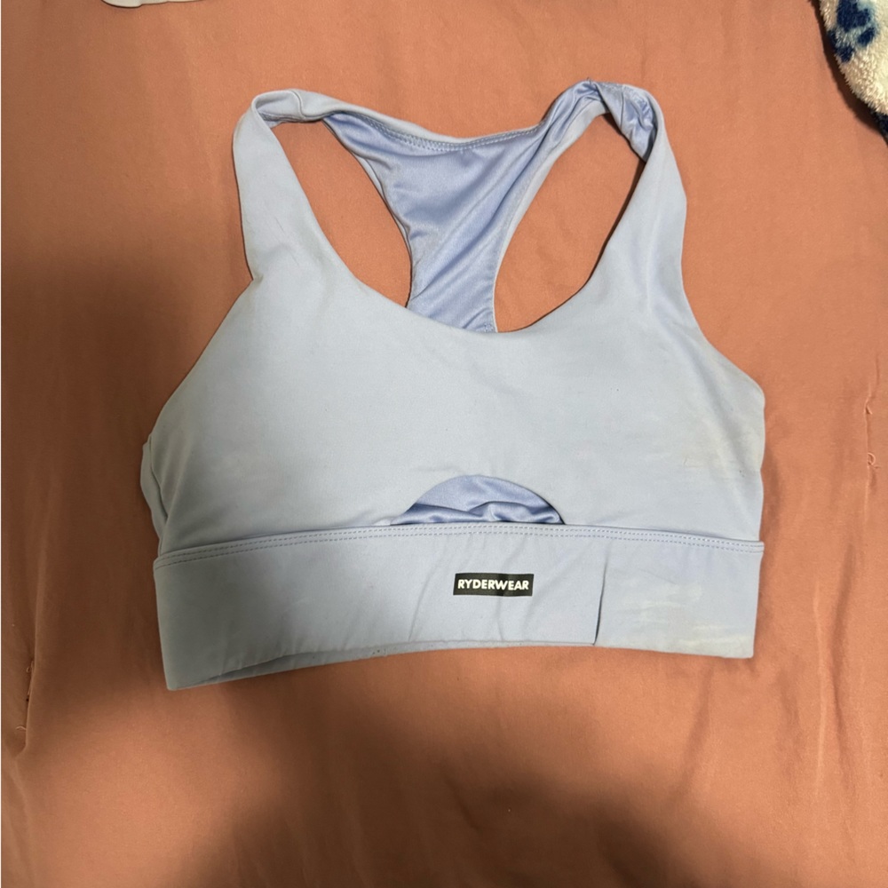 Periwinkle longline ryderwear keyhole sports bra